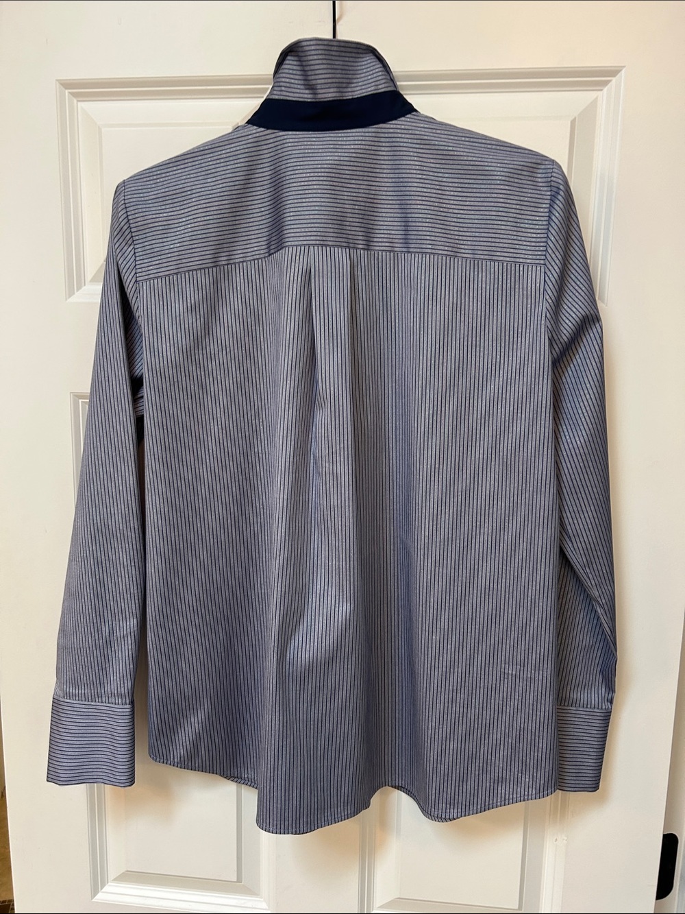 Lafayette 148 New York Blue Pinstripe Dress Shirt - Picture 5 of 6